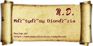Mátyásy Dionízia névjegykártya
